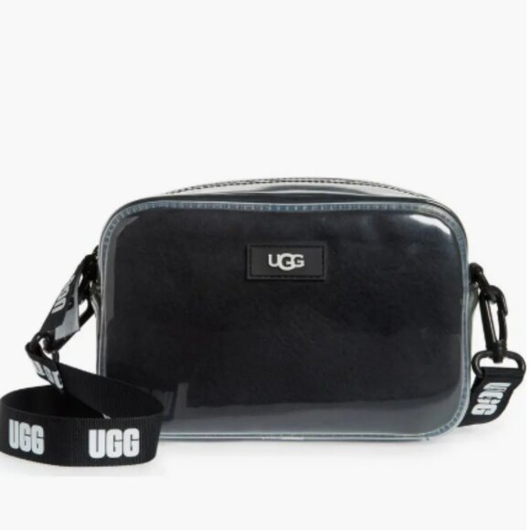 Used UGG Janey II clear sheepskin crossbody bag with multiway strap in black - Picture 1 of 10